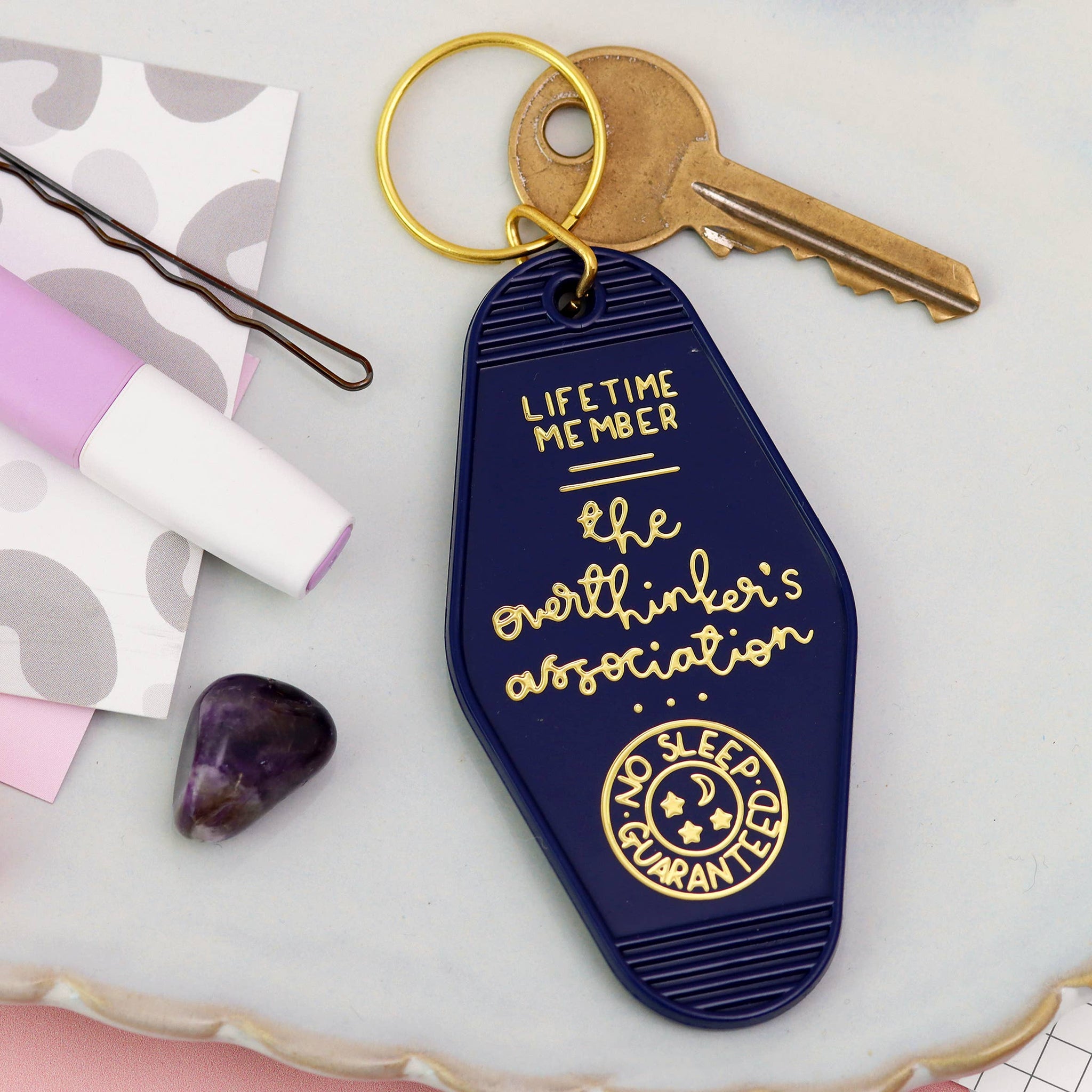 Oh Laura - Motel Keyring: The Overthinker's Association (Navy Blue)