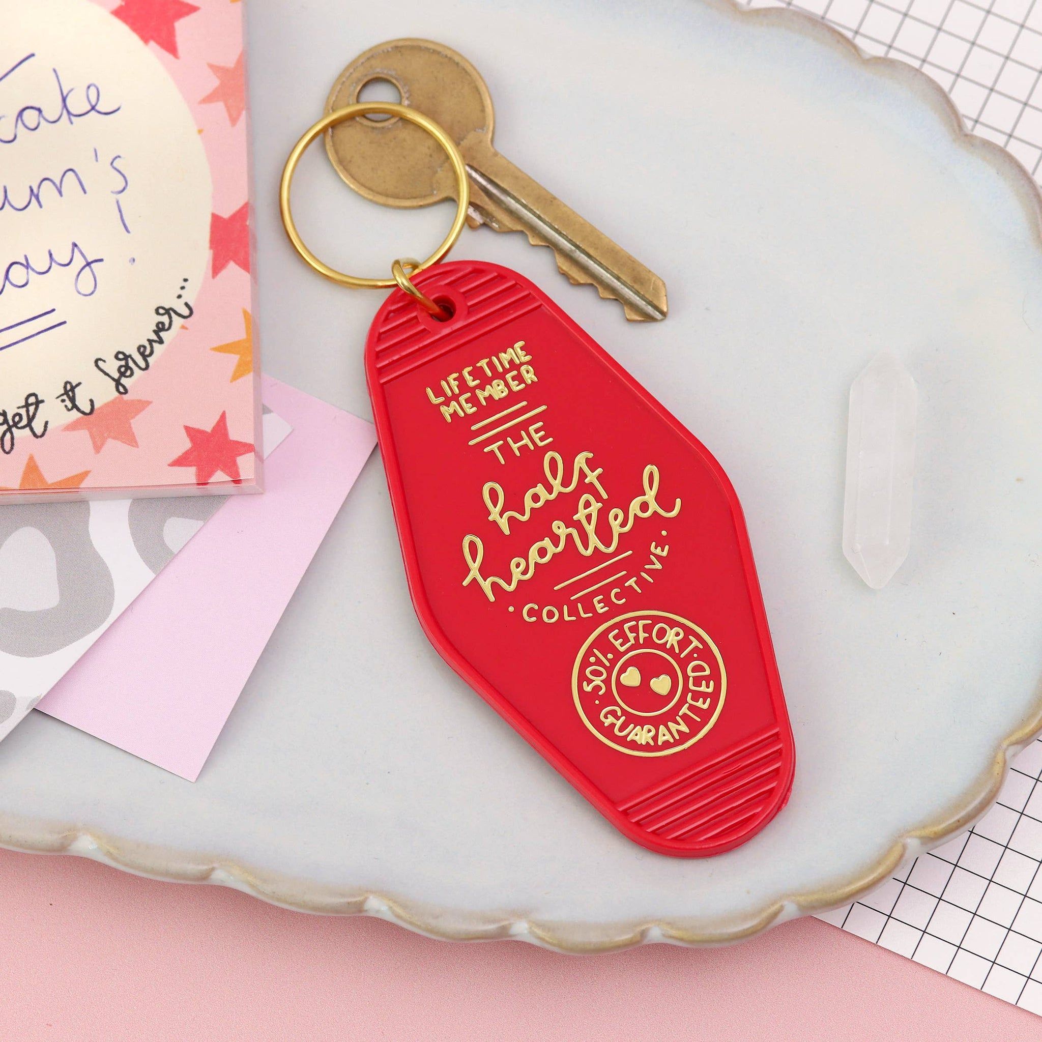 Keyring - half hearted collective - red