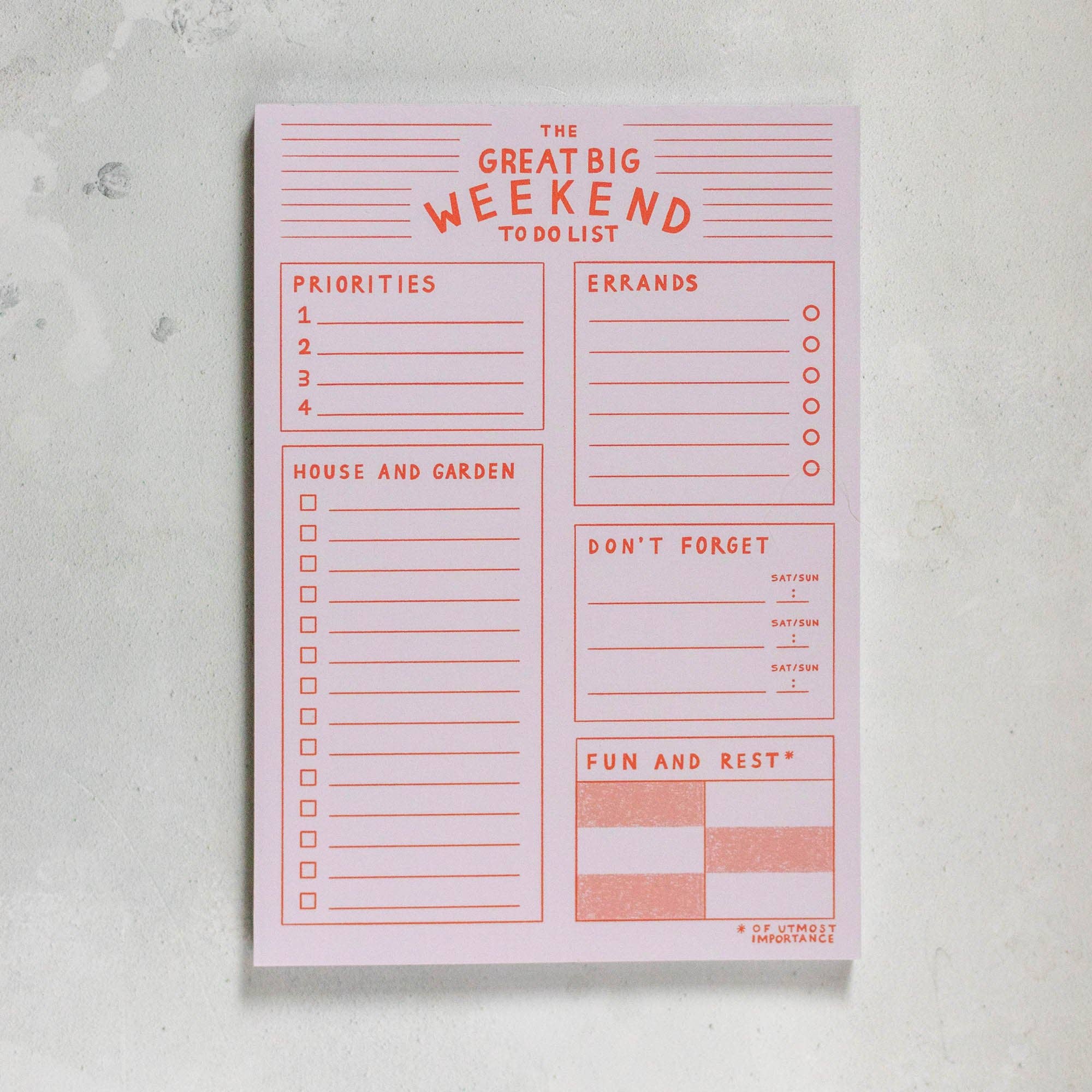Memo Pad - The Great Big Weekend To Do List A5 Pad