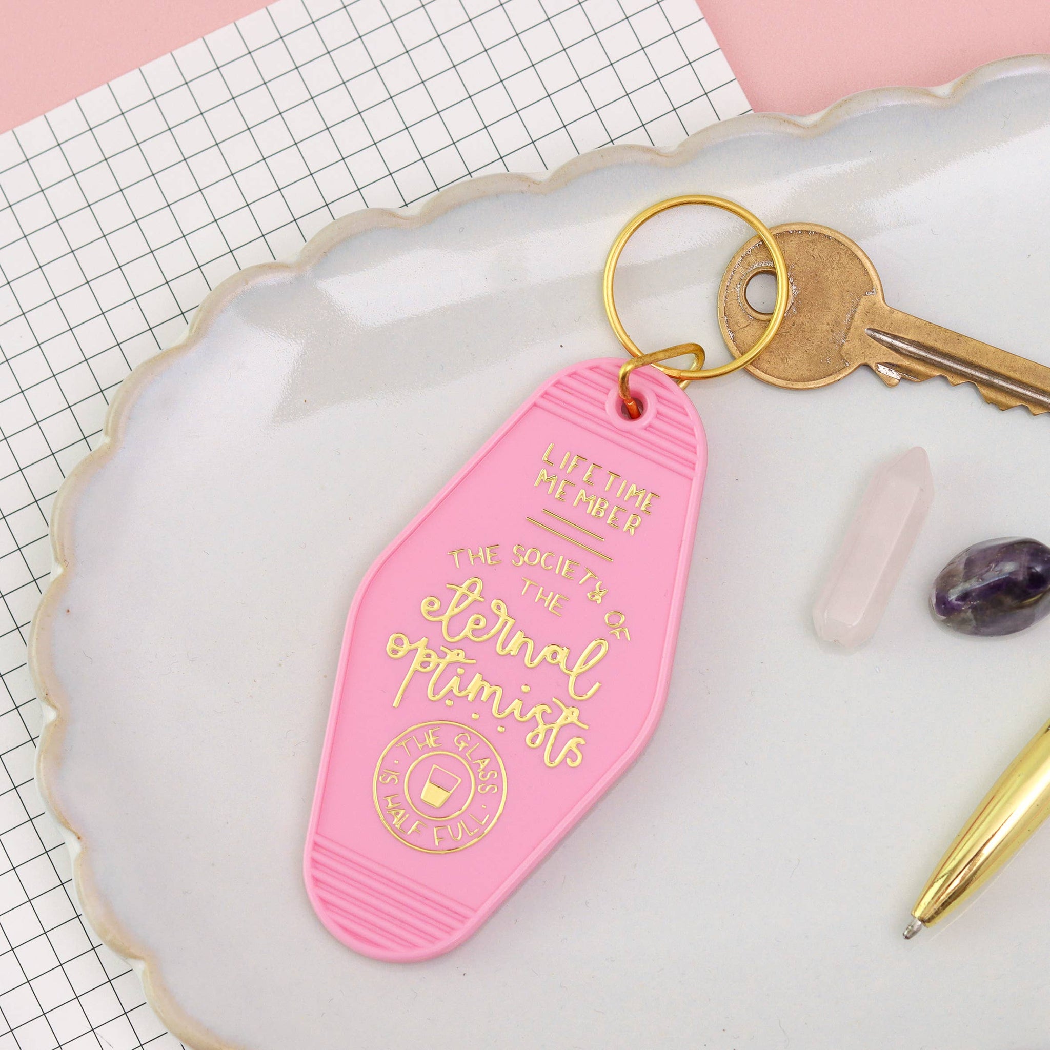 Oh Laura - Motel Keyring: The Society of the Eternal Pptimists (Pink)