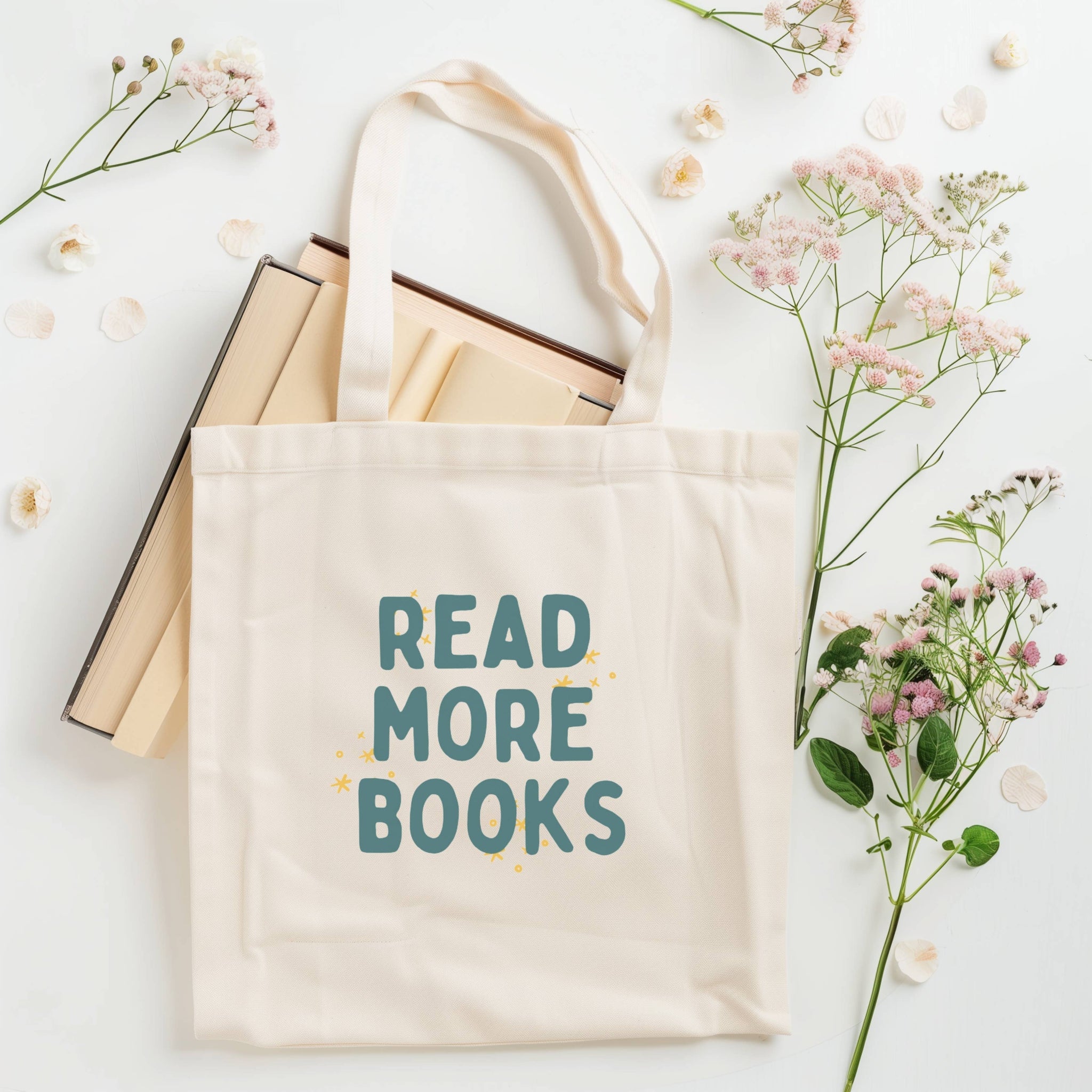 Tote Bag - "Read More Books" Organic Cotton Book Bag